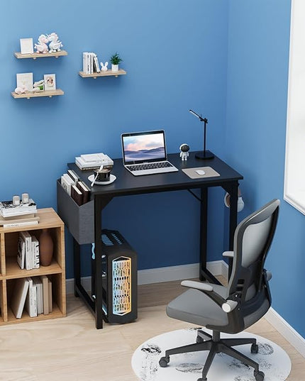 Office Desk Modern Simple Style Writing Study Work Computer Table for Home Bedroom, 32 Inch, Black - LeafyLoom