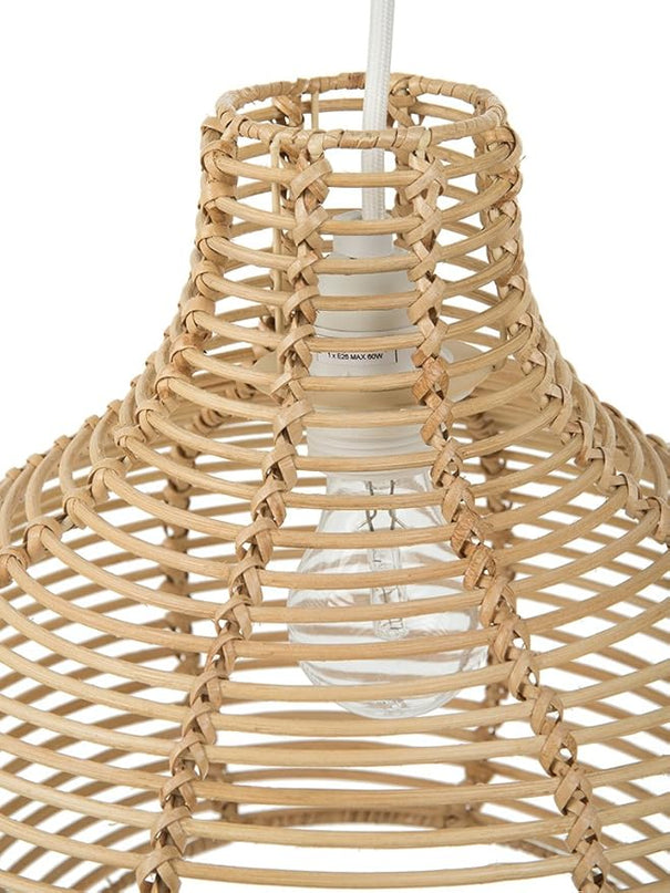 KOUBOO 1050095 Palau Continuous Weave Horizon Wicker Lamp, Small Continuous Weave Horizon Wicker Lamp, Natural - LeafyLoom