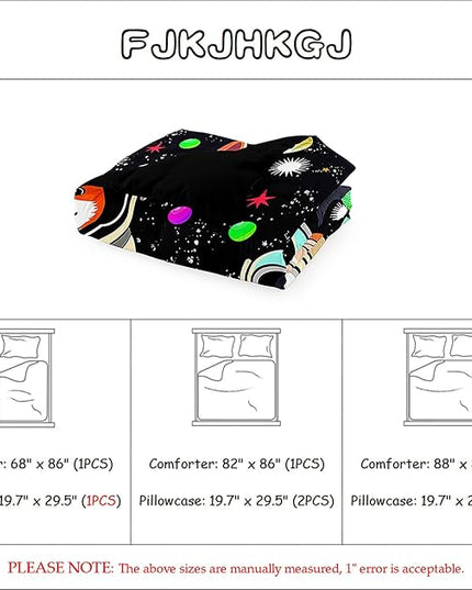 Dog Full Comforter Set for Boys Outer Space Dog Bedding Set Cute Cartoon Dog Astronaut Prints Bedding Kids Comforter Sets 3 Pieces Funny Space Dog Full Size Quilt Set with 2 Pillowcases - LeafyLoom