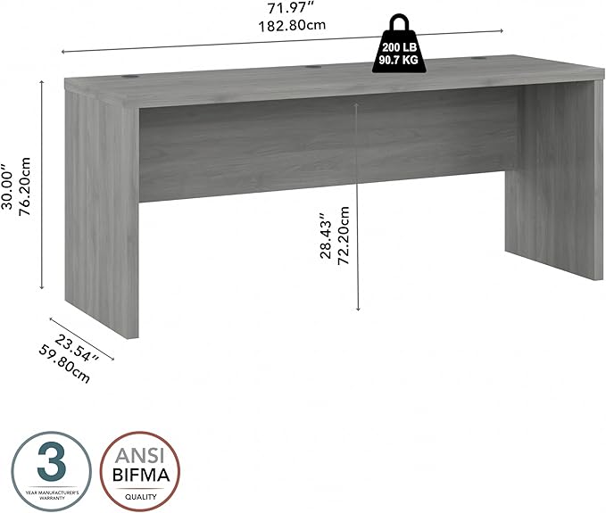 Bush Business Furniture Echo Computer Desk, 72W, Modern Gray - LeafyLoom
