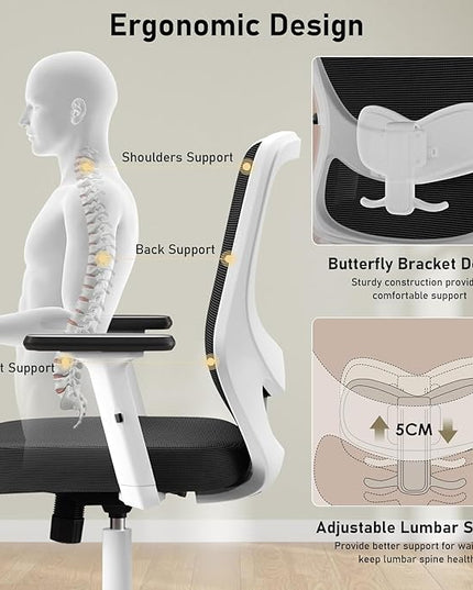 Office Chair, Ergonomic Desk Chair with Adjustable High Back, Breathable Mesh Computer Chair with Adjustable Armrests, Rolling Swivel Comfy Task Chairs, Executive Chair for Home Office - LeafyLoom