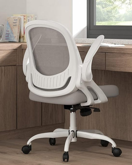 Home Office Chair Work Desk Chair Comfort Ergonomic Swivel Computer Chair, Breathable Mesh Desk Chair, Lumbar Support Task Chair with Wheels and Flip-up Arms and Adjustable Height - LeafyLoom