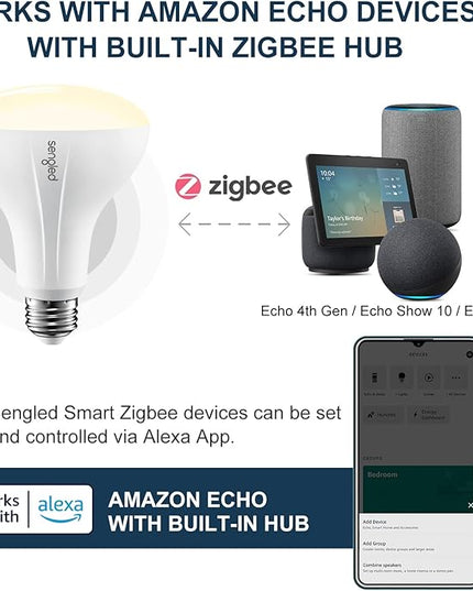 Sengled Smart Bulb, Zigbee Hub Required, Smart Light Bulb Works with Alexa, Google Home, SmartThings, Homekit and Siri, BR30 Dimmable Flood Light Bulb for Cans, Soft White 2700K, 650 LM, 9W, 1 Pack Sengled