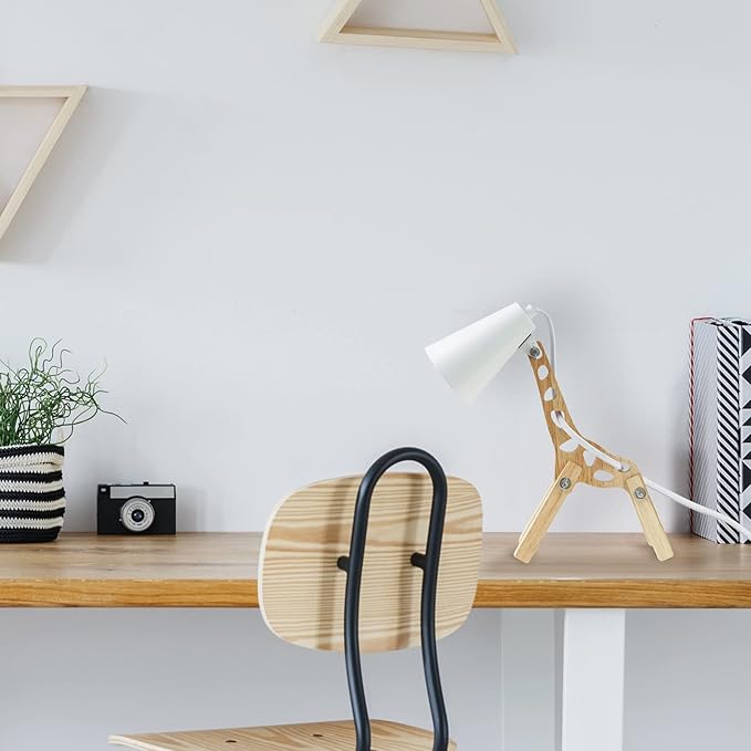 Globe Electric 52210 Gigi Giraffe 11" Wooden Novelty Lamp, White Shade, in-Line On/Off Rocker Switch - LeafyLoom