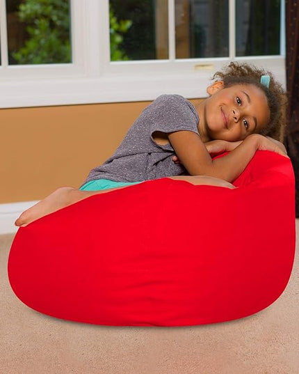 Posh Creations Bean Bag Chair for Kids, Teens, and Adults Includes Removable and Machine Washable Cover, Solid Red, 27in - Medium - LeafyLoom