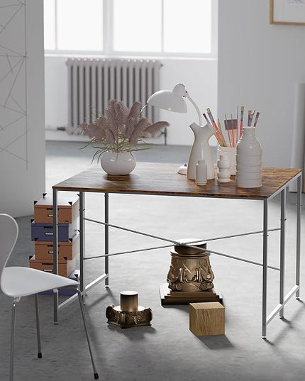 Pamray 47 Inch Computer Desk Small Spaces Desk with Storage Bag for Bedroom Writing and Home Office Work Small Study Desk Table Vintage - LeafyLoom