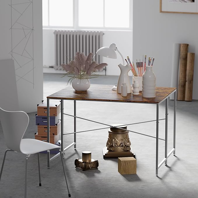 Pamray 47 Inch Computer Desk Small Spaces Desk with Storage Bag for Bedroom Writing and Home Office Work Small Study Desk Table Vintage - LeafyLoom
