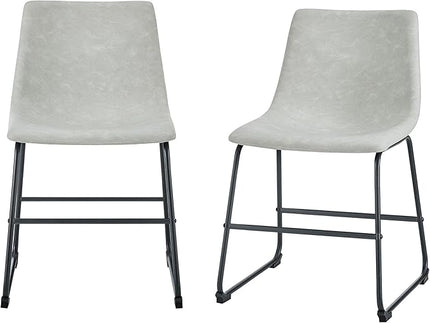 Walker Edison Douglas Urban Industrial Faux Leather Armless Dining Chairs, Set of 2, Grey - LeafyLoom