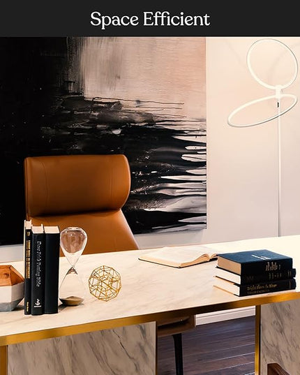 Brightech Eclipse Dimmable LED Floor Lamp, Modern Torchiere Floor Lamp for Living Rooms & Offices – Super Bright Tall Lamp with Dimmable Options for Reading, Standing Lamp Living Room Décor - Silver - LeafyLoom