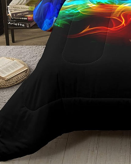 Bodhi Soccer Comforter Set King Size,Fire Sports Comforter Set for Boys,Football Bedding King,Teen Boy Bedding Set with Matching Pillowcases,Kids Comforter Set King - LeafyLoom