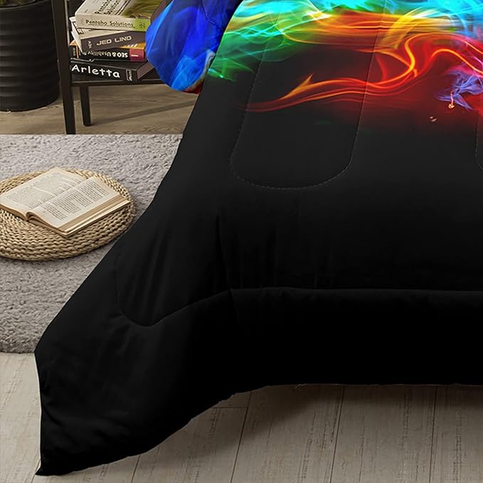 Bodhi Soccer Comforter Set King Size,Fire Sports Comforter Set for Boys,Football Bedding King,Teen Boy Bedding Set with Matching Pillowcases,Kids Comforter Set King - LeafyLoom