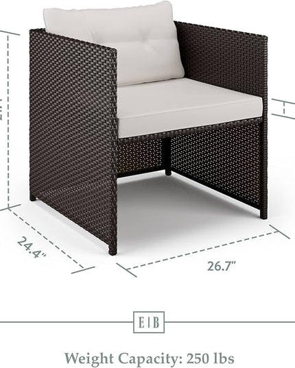 Edenbrook Bayview Patio Mix and Match Outdoor Furniture-Accent Chair Rattan/Cream, White/Brown - LeafyLoom