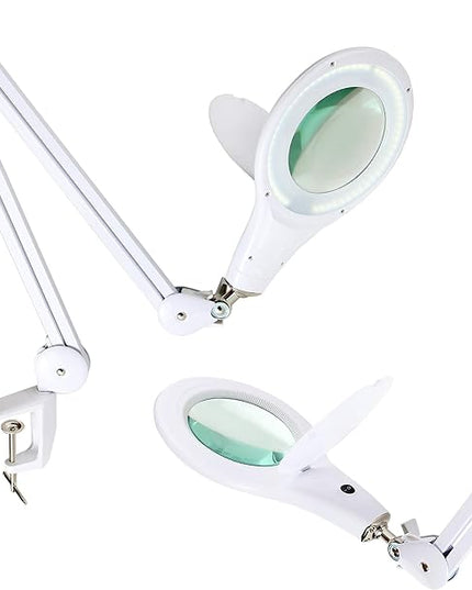 Brightech LightView PRO Magnifying Desk Lamp, 2.25x Light Magnifier, Adjustable Magnifying Glass with Light for Crafts, Reading, Close Work - White - LeafyLoom