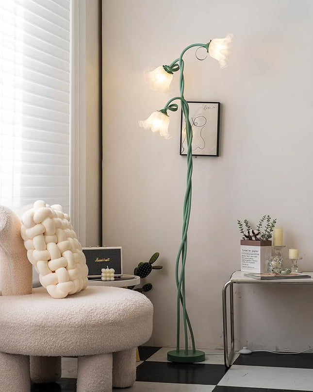 Lily Floor Lamp Vertical 3 heads Flowers Lily Floor Lamp Creative Lily of The Valley Floor Lamp Living Room Sofa Side Bedroom Bedside Floor Lamp - LeafyLoom