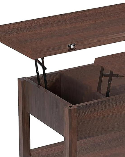 FABATO Lift Top Coffee Table, 4-in-1 Multi-Function Convertible Coffee Table with Storage, Coffee Table Converts to Dining Table for Living Room Reception Room Office, Espresso - LeafyLoom