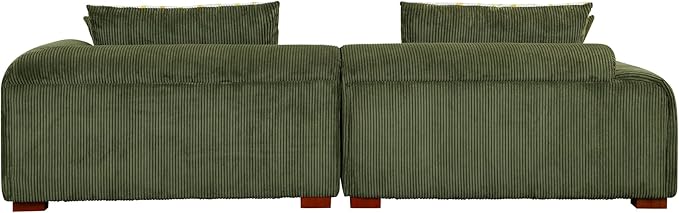 Oversized 4 Seaters Corduroy Upholstery Modular Cloud Sectional Sofa Couch,Modern Living Room Deep Seat Upholstered TV Sofa&Couch with 4PCS Pillows and Rubber Wood Legs for Home Apartment - LeafyLoom