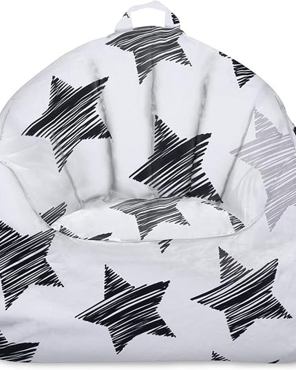 Posh Creations Structured Comfy Bean Bag Chair for Gaming, Reading, and Watching TV, Malibu Lounge, Canvas - Sketchy Stars - LeafyLoom