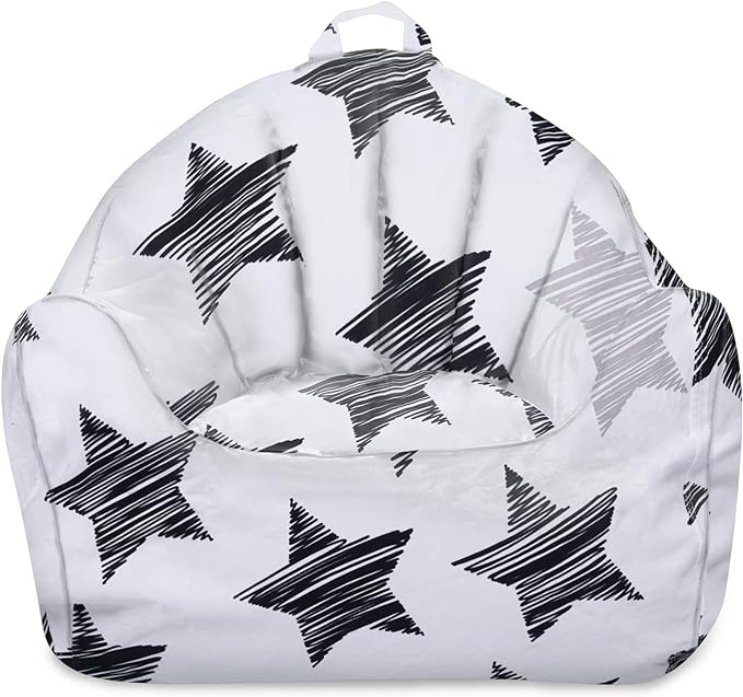 Posh Creations Structured Comfy Bean Bag Chair for Gaming, Reading, and Watching TV, Malibu Lounge, Canvas - Sketchy Stars - LeafyLoom