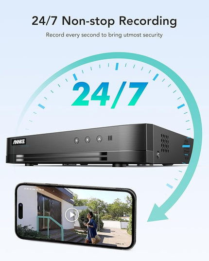 ANNKE 16 Channel Security Camera System, 1080P Lite Video Surveillance DVR and (12) 2.0MP Outdoor IP67 Cameras with Smart Dual Light, AI Human/Vehicle Detection, Color Night Vision, 2 TB Hard Drive ANNKE