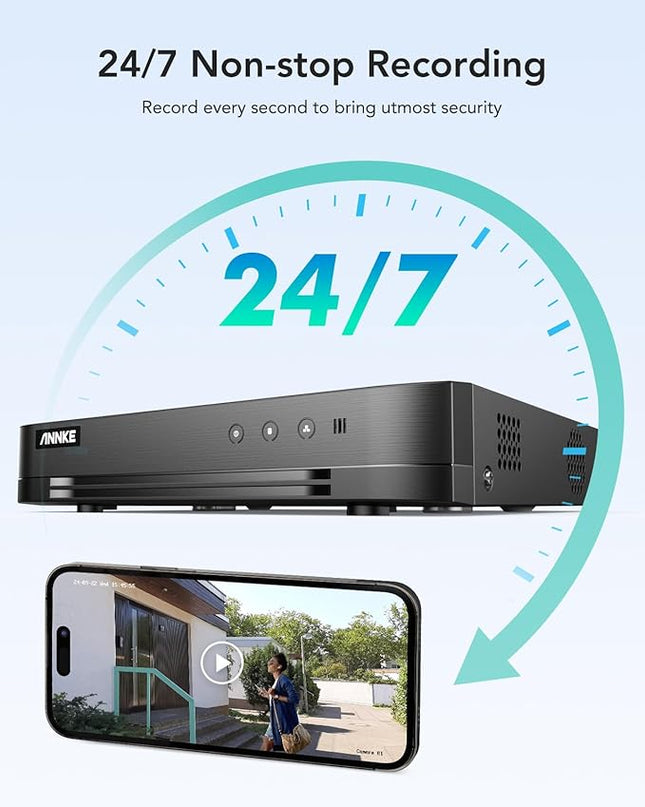 ANNKE 16 Channel Security Camera System, 1080P Lite Video Surveillance DVR and (12) 2.0MP Outdoor IP67 Cameras with Smart Dual Light, AI Human/Vehicle Detection, Color Night Vision, 2 TB Hard Drive ANNKE