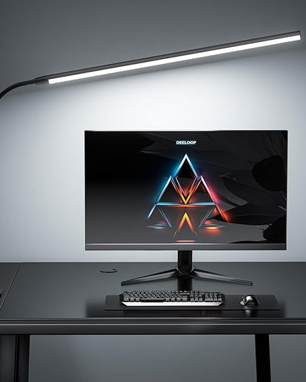 LED Clip on Light/Reading Light, 20" Ultra-Long Chips Bright Desk Lamp, 10%-100% Stepless Dimming & 3 Color Modes Office Lamp with 360° Gooseneck Memory Function Clamp Light for Working - LeafyLoom