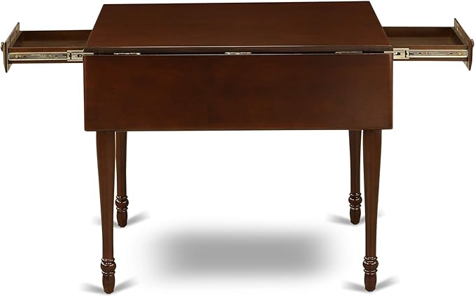 East West Furniture Monza 5 Piece Kitchen Set Includes a Rectangle Table with Dropleaf and 4 Linen Fabric Dining Room Chairs, 36x54 Inch, Mahogany - LeafyLoom