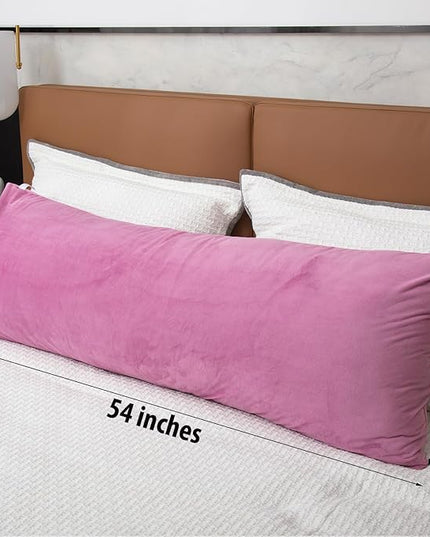 Body Pillows for Adults, Long Pillows for Bed, Firm Large Body Pillow with Velvet Cover for Side Sleeper, 20x54 Inches (Purple) - LeafyLoom