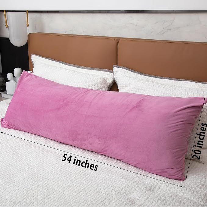 Body Pillows for Adults, Long Pillows for Bed, Firm Large Body Pillow with Velvet Cover for Side Sleeper, 20x54 Inches (Purple) - LeafyLoom