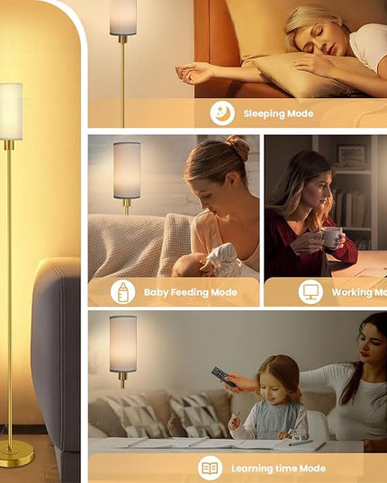 Floor Lamp for Living Room with 3 Color Temperature LED Bulb, Modern Standing Lamp with Remote Control, 68" Tall Pole Floor Lamp for Office, Bedroom, Reading (Bulb Included) - LeafyLoom
