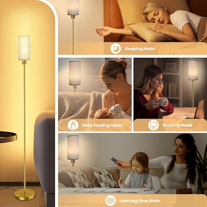 Floor Lamp for Living Room with 3 Color Temperature LED Bulb, Modern Standing Lamp with Remote Control, 68" Tall Pole Floor Lamp for Office, Bedroom, Reading (Bulb Included) - LeafyLoom