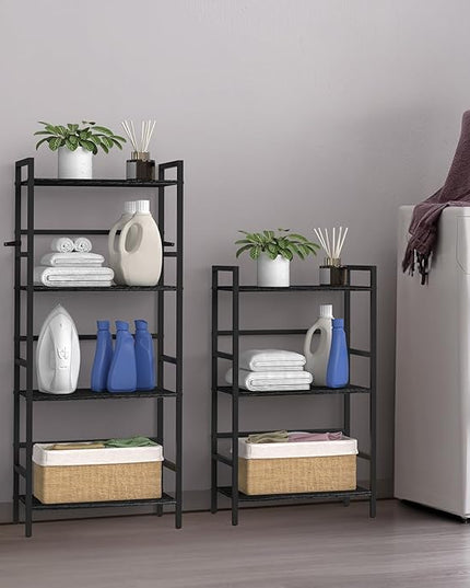 CADUKE Bookshelf with Storage Black Bookcase Shelf Industrial Wooden Bookshelves 4 Tier Office Book Shelf Organizers and Storage Etagere Shelves for Living Room Bedroom - LeafyLoom