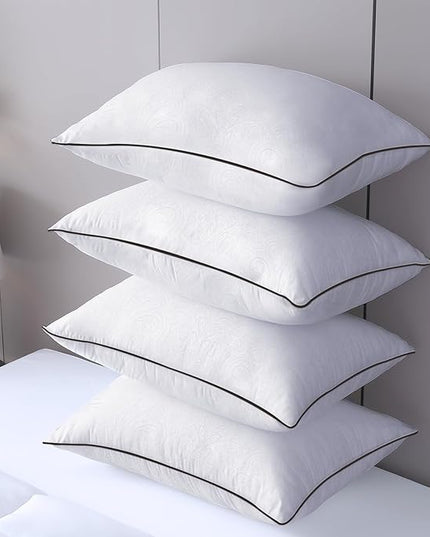 JOLLYVOGUE Bed Pillows Standard Size Set of 4, Cooling and Supportive Full Pillow 4 Pack for Side and Back Sleepers, Down Alternative Hotel Collection Sleeping Pillows, 26x20 Inches - LeafyLoom