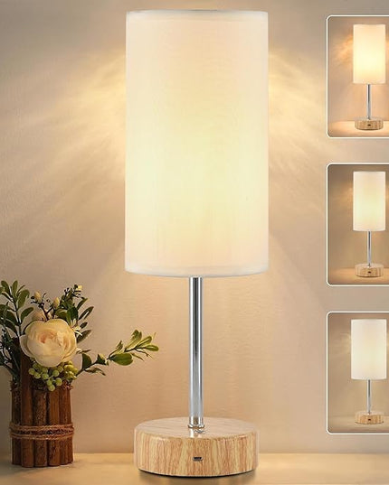 Cordless Table Lamp, Built-in 5000mAh Rechargeable Table Lamp Cordless, Stepless Dimmable Brightness Battery Powered Lamp, Wireless Lamp with Memory Function for Dining Room, Bedroom (wood) - LeafyLoom