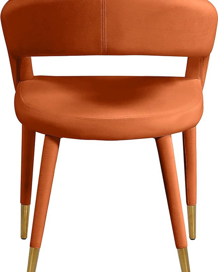 Meridian Furniture Destiny Collection Modern | Contemporary Velvet Upholstered Rounded Back Dining Chair, 23" W x 23" D x 31.5" H, Cognac - LeafyLoom