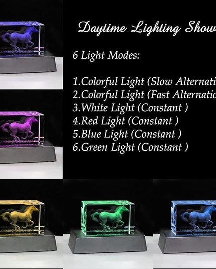 Qianwei Horse Gifts for Girls Women Horse Lovers, 3D Crystal Horse Stuff Glass Figurine Decor for Home Horses Statue Gift Mother Day Birthday for Mom Mother Mama from Daughter Son - LeafyLoom