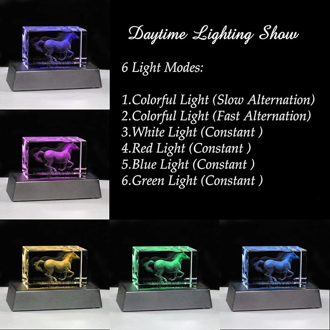 Qianwei Horse Gifts for Girls Women Horse Lovers, 3D Crystal Horse Stuff Glass Figurine Decor for Home Horses Statue Gift Mother Day Birthday for Mom Mother Mama from Daughter Son - LeafyLoom