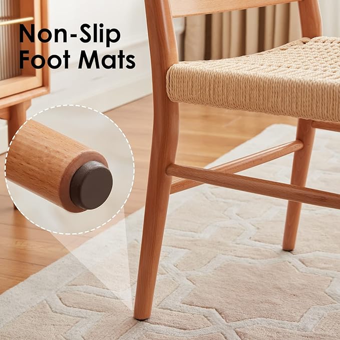 STARY Wood Rattan Dining Room Chairs Set of 2 with Comfortable Woven Seat, Fully assembled, Nature - Set of 4 - LeafyLoom