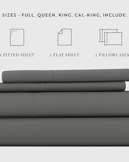 Linen Market Bed Sheets for Full Size Bed (Gray) - Sleep Better Than Ever with These Soft and Cooling Full Sheets - Deep Pocket Fits 16" Thick Beds - 4 Piece Full Sheet Set - LeafyLoom