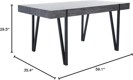 SAFAVIEH Home Collection Alyssa Mid-Century Rustic Industrial Black Oak Dining Room Table DTB7000B, 0 - LeafyLoom