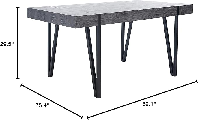 SAFAVIEH Home Collection Alyssa Mid-Century Rustic Industrial Black Oak Dining Room Table DTB7000B, 0 - LeafyLoom