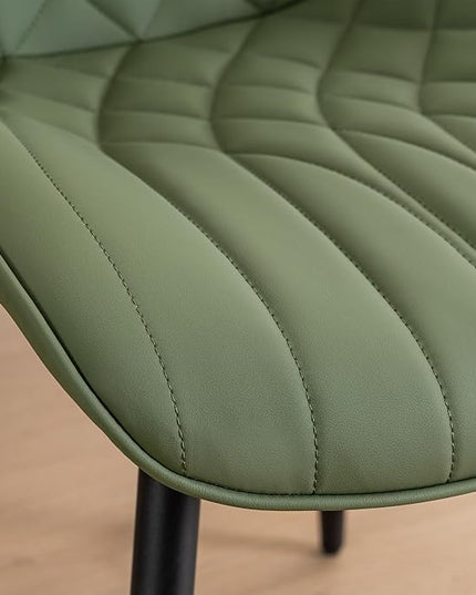 YOUNUOKE Dining Chairs Set of 2 Mid Century Modern Kitchen Chair Comfortable Upholstered Faux Leather Dinner Chairs for Kitchen Dining Room, Olive - LeafyLoom