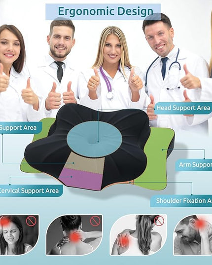 DONAMA Cervical Pillow for Neck and Shoulder,Contour Memory Foam Pillow,Ergonomic Neck Support Pillow for Side Back Stomach Sleepers with Pillowcase - LeafyLoom