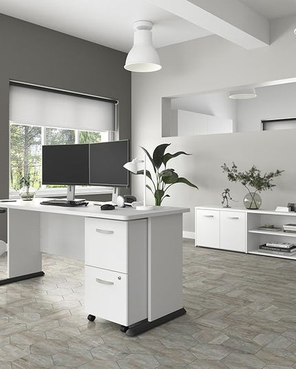 Bush Business Furniture Studio A 72W Computer Desk in White, 6 Foot Gaming and Work Table for Home or Professional Office - LeafyLoom
