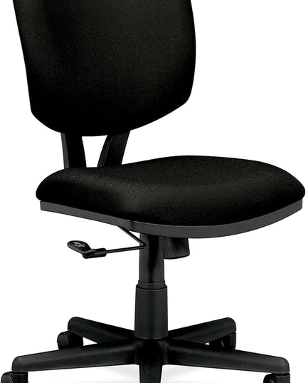 HON Volt Armless Chair Home Desk Wheels. Recline and Tilt, Ergonomic Office, Black - LeafyLoom