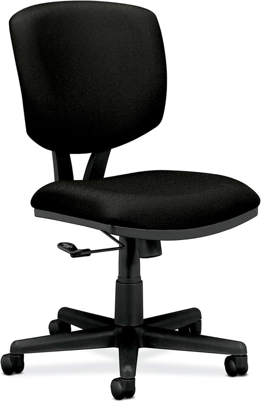 HON Volt Armless Chair Home Desk Wheels. Recline and Tilt, Ergonomic Office, Black - LeafyLoom