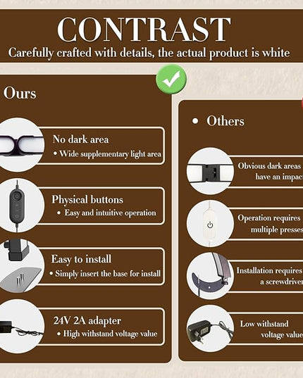 LIGHTLY Half Moon Light for Nail Desk Foldable with Phone Holder, Nail Tech Lamp for Desk with Wire Controller, 3 Color Modes, 5 Brightness for Eyelash Extensions, Tattoo, Nail Art Lighting - LeafyLoom