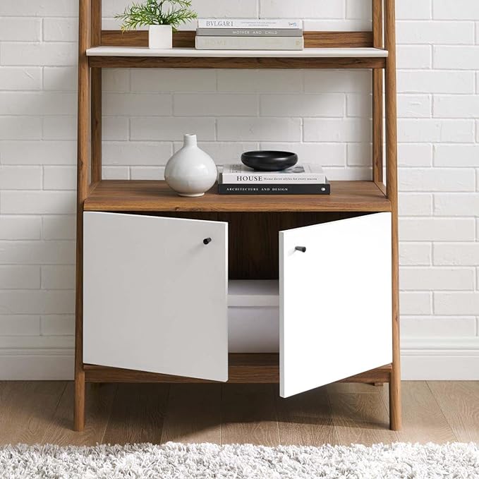 Modway Bixby Display Case, 33" Bookshelf, Walnut White - LeafyLoom