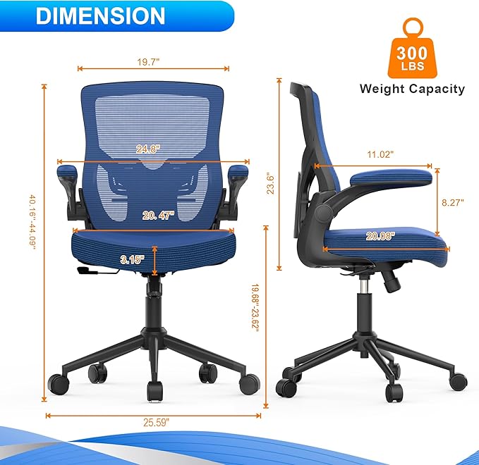 Office Chair, High Back Desk Chair Adjustable Height and Ergonomic Design Home Office Computer Chair Executive Lumbar Support Padded Flip-up Armrest Swivel Task Chair - LeafyLoom