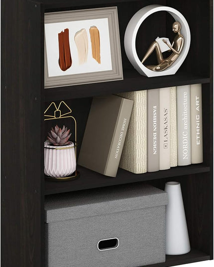 Furinno Pasir 3-Tier Open Shelf Bookcase, Dark Espresso - LeafyLoom