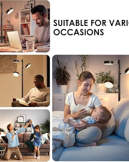 LED Tree Floor Lamp, 30W Dimmable Tall Standing Lamp with Remote & Touch Control, 3000K-6000K 4 Color Temperatures, 3 Rotatable Lights Floor Lamps for Living Room, Bedroom, Office - LeafyLoom